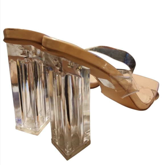 Y2K Azalea Wang Felicity Clear Baddie Strappy heel Open Toe Clear Block Heel 9 - Picture 7 of 10